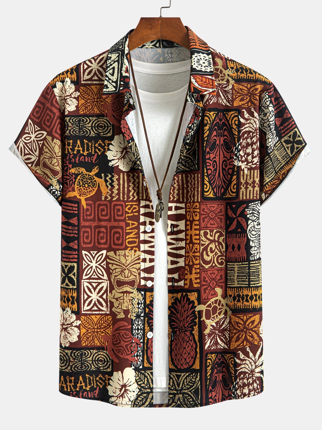 Arie® | Geknöpftes Hemd mit Ananas-Ethno-Hawaii-Print