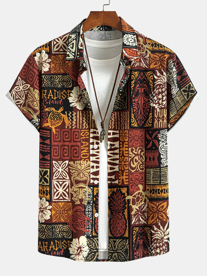 Arie® | Geknöpftes Hemd mit Ananas-Ethno-Hawaii-Print