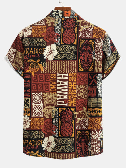 Arie® | Geknöpftes Hemd mit Ananas-Ethno-Hawaii-Print