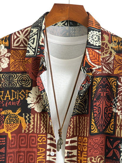 Arie® | Geknöpftes Hemd mit Ananas-Ethno-Hawaii-Print